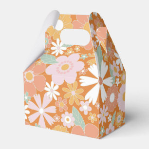 Caja Para Regalos Floral Retro naranja rosa Cumpleaños