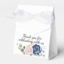 Caja Para Regalos Floral rosa azul marino gracias
