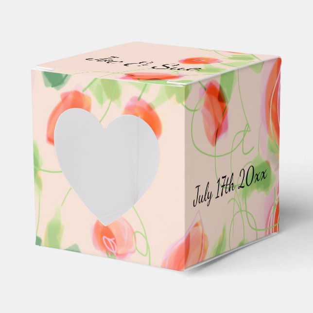 Caja Para Regalos Floral rosa pastel (Anverso)