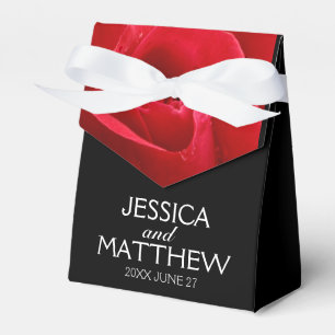 Caja Para Regalos Floral rosa roja romántica en negro