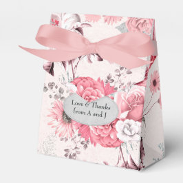 Caja Para Regalos Floral Rosa y Plateado