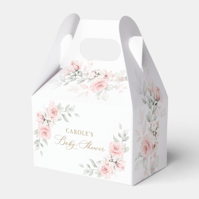 Caja Para Regalos Floral Rubor Pink Greenery Gold Baby Shower (Front Side)