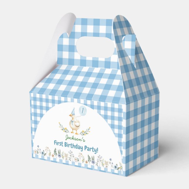 Caja Para Regalos Floral Silly Goose Blue Birday Gracias (Front Side)