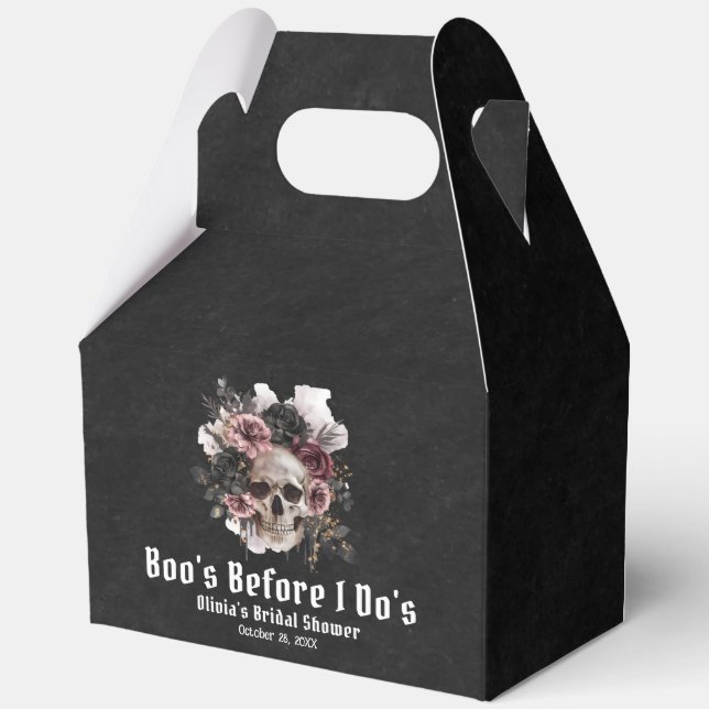 Caja Para Regalos Floral Skull Boo's Before I Do's Bridal Shower (Anverso)