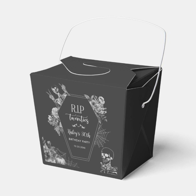 Caja Para Regalos Floral Skull RIP Twenties 30th Birthday Party (Front Side)