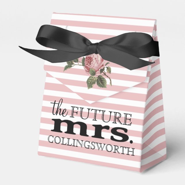 Caja Para Regalos Floral Stripes Bridal Shower Future Mrs. (Front Side)