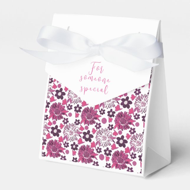 Caja Para Regalos Floral única en rosa/blanco (Front Side)