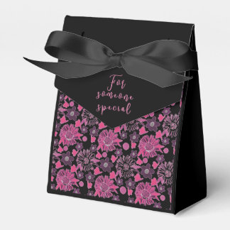 Caja Para Regalos Floral única en rosa/negro