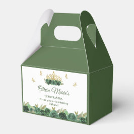 Caja Para Regalos Floral verde esmeralda Tiara Mariposa Quinceanera