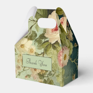 Caja Para Regalos Floral Vintage Rosa Verde Personalizada