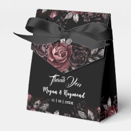 Caja Para Regalos Florales oscuros negros Elegante Boda gótico