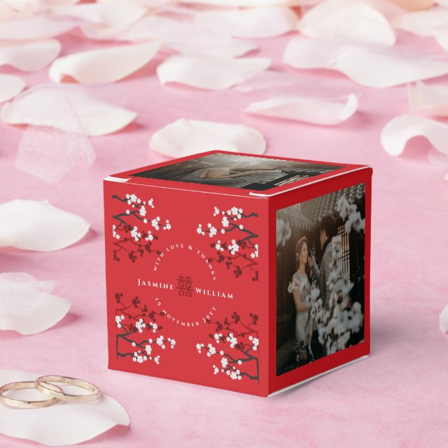 Caja Para Regalos Florecimiento de cerezos y doble felicidad Boda ch (Boda)