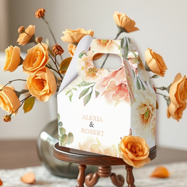 Caja Para Regalos Flores acuarelas y hojas boda (Subido por el creador)