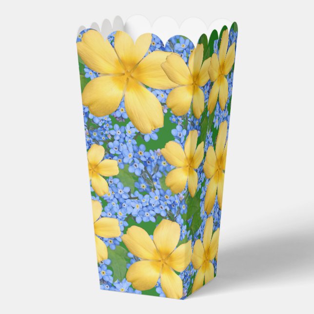 CAJA PARA REGALOS FLORES AMARILLO Y AZUL (Reverso )
