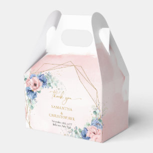 Caja Para Regalos Flores azul y azul polvorientas de color acuático