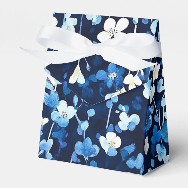 Caja Para Regalos Flores Azules (Front Side)