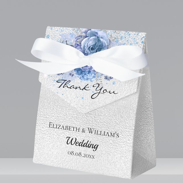 Caja Para Regalos Flores azules plateadas gracias boda (Subido por el creador)
