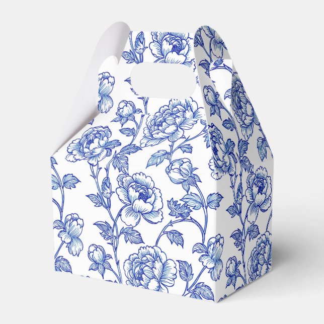 Caja Para Regalos Flores azules y blancas de chinoiserie (Front Side)
