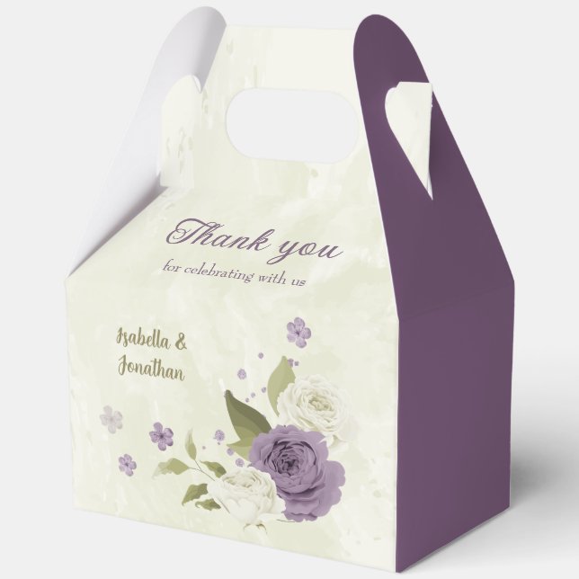Caja Para Regalos flores blancas malva vegetación boda (Anverso)