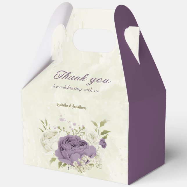 Caja Para Regalos flores blancas malva vegetación boda (Anverso)
