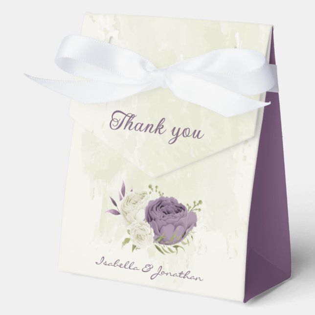 Caja Para Regalos flores blancas malva vegetación boda (Anverso)