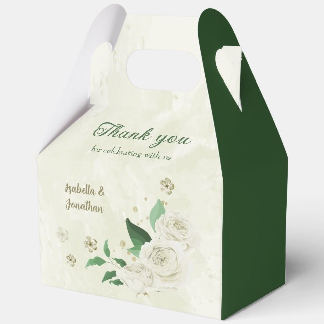 Caja Para Regalos flores blancas marfil boda (Anverso)