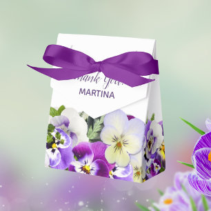 Caja Para Regalos Flores blancas púrpura cumpleaños nombre Gracias
