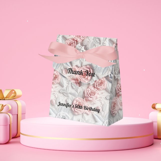 Caja Para Regalos Flores blancas rosadas de cumpleaños (Subido por el creador)