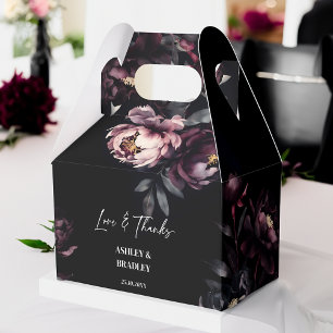 Caja Para Regalos Flores borgoñosas oscuras favores de boda