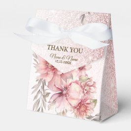 Caja Para Regalos Flores color de agua rosada fiesta Purpurina brill