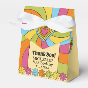 Caja Para Regalos Flores Coloridas de los 60 Ondas Música Gracias