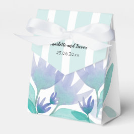 Caja Para Regalos Flores de acuarela azul azul del Caribe oceánico