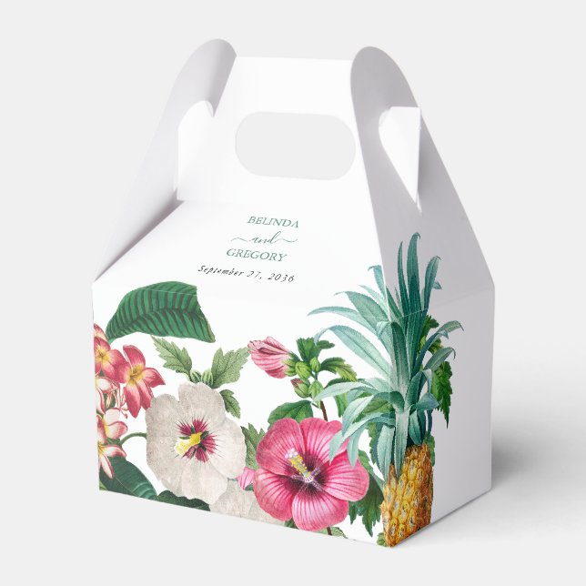 Caja Para Regalos Flores de acuarela tropical y Boda de vegetación (Front Side)