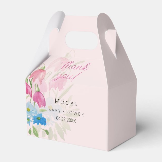 Caja Para Regalos Flores De Agua De Primavera Azul Y Rubor (Front Side)