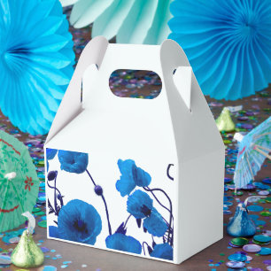 Caja Para Regalos Flores de amapola de acuarela floral azul jardín d