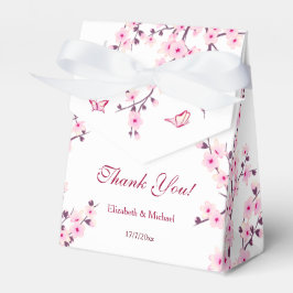 Caja Para Regalos Flores de cerezo Boda personalizada blanca rosa