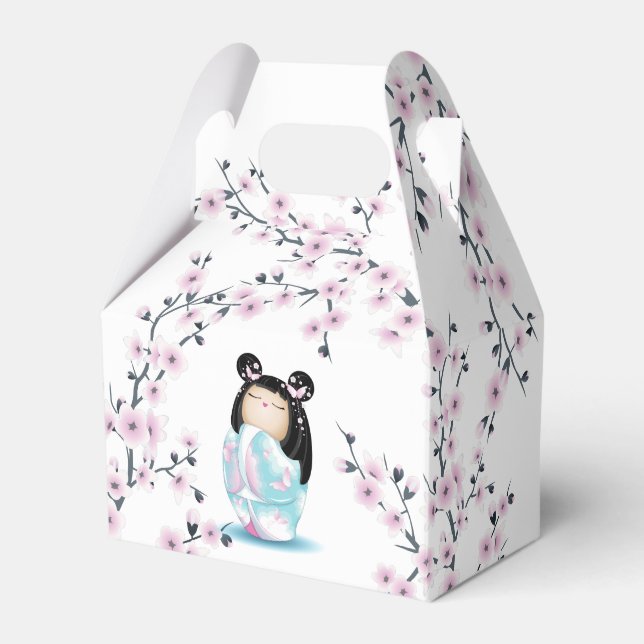 Caja Para Regalos Flores de cerezo de muñeca Kokeshi (Front Side)