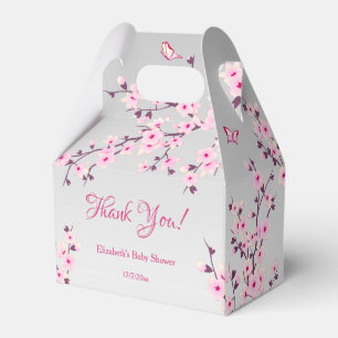 Caja Para Regalos Flores de cerezo Gris rosa Baby Shower Gracias