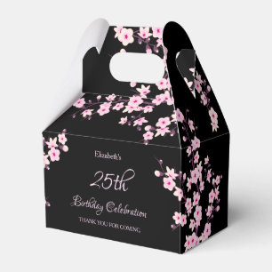 Caja Para Regalos Flores de cerezo Negro rosa Gracias Cumpleaños