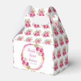 Caja Para Regalos Flores de color rosa caliente y dorado elegantes 1