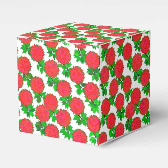 Caja Para Regalos Flores de Dahlia en rojo profundo (Costado Anverso)