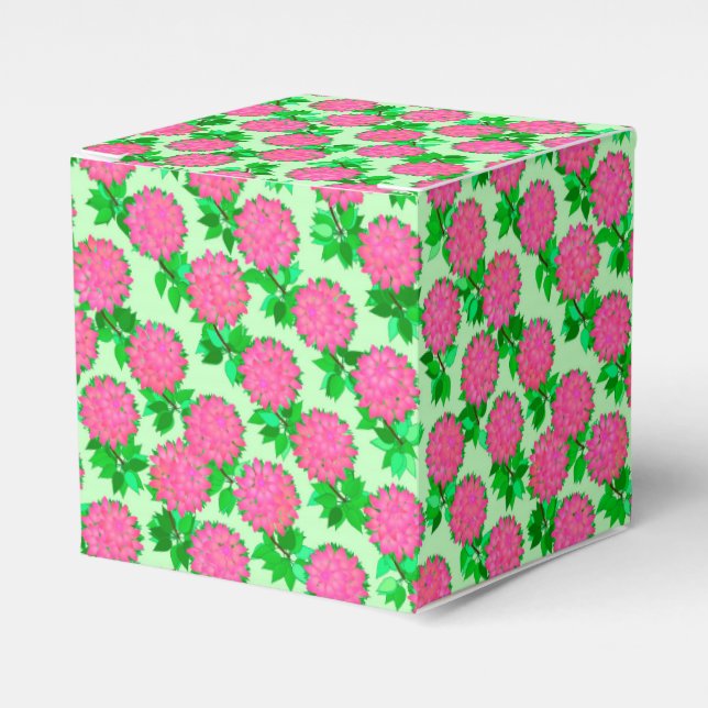 Caja Para Regalos Flores de dalia en rosa fucsia (Costado Anverso)