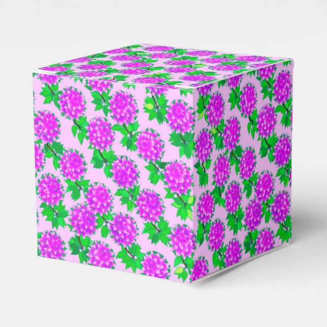 Caja Para Regalos Flores de dalia en violeta y orquídea (Costado Anverso)