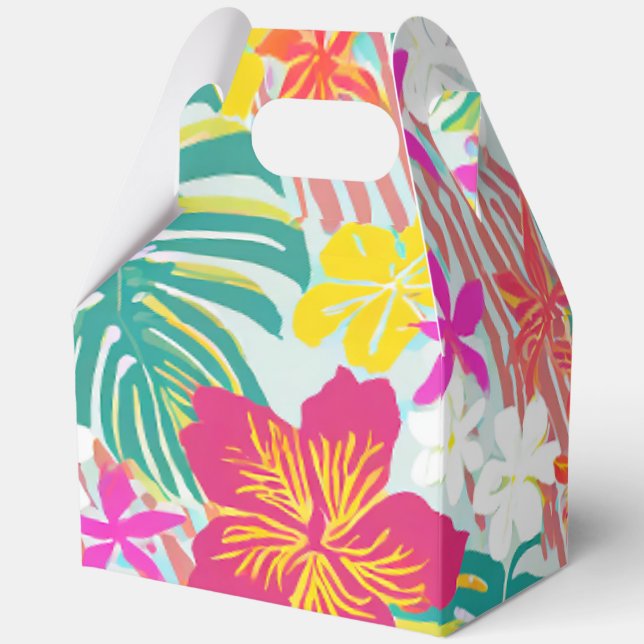 Caja Para Regalos Flores de estampado hawaiano tropical (Reverso )