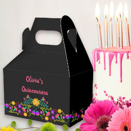 Caja Para Regalos Flores de Fiesta Mexicana de Color Rosa Personaliz
