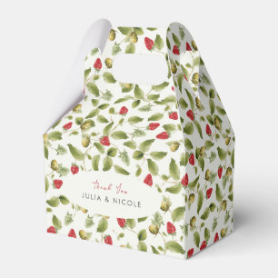 Caja Para Regalos Flores de Fresa Silvestre Dulce Roja Boda