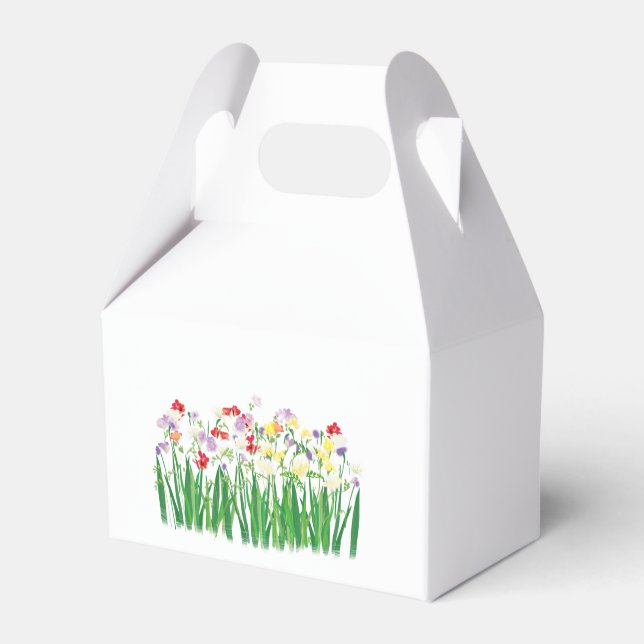 Caja Para Regalos flores de fresia, ilustracion botánico (Reverso)
