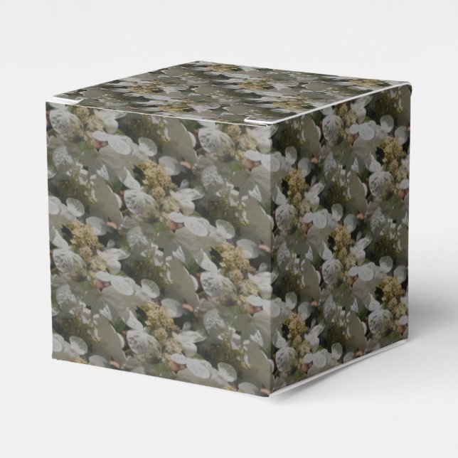 Caja Para Regalos Flores de Hortensia con Gorro de Encaje Blanco (Costado Anverso)