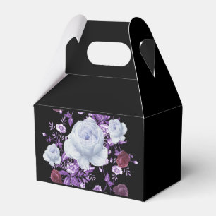 CAJA PARA REGALOS FLORES DE LILA, FONDO NEGRO