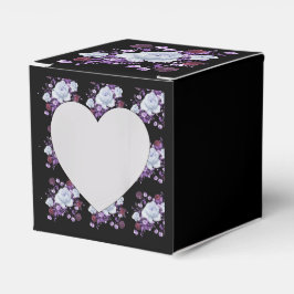 CAJA PARA REGALOS FLORES DE LILA, FONDO NEGRO